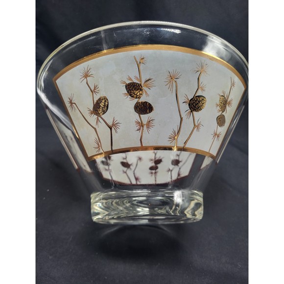 MCM Libbey Frosted with Gold Chip Bowl - Picture 3 of 5